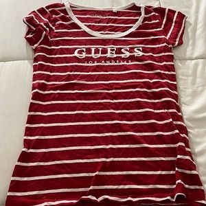 Guess Shirt Red and White Stripped